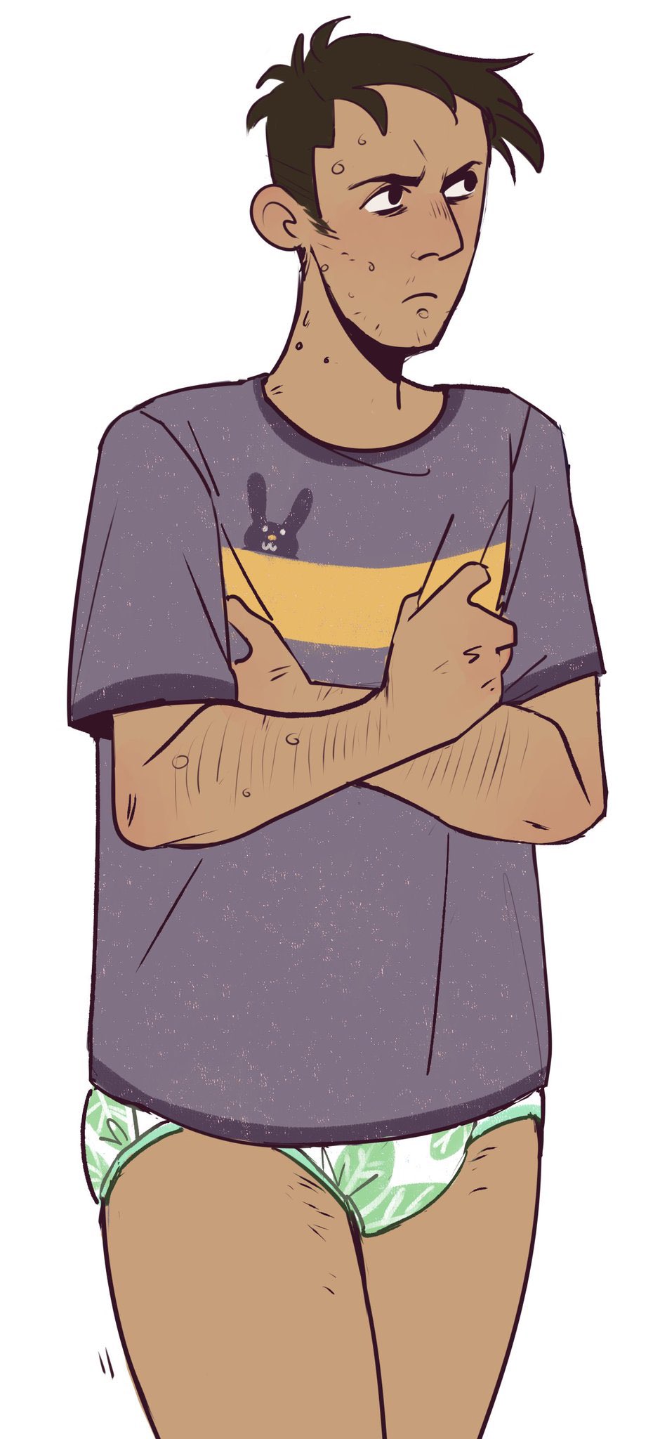 Digital art of Jon wearing a big t-shirt and diaper