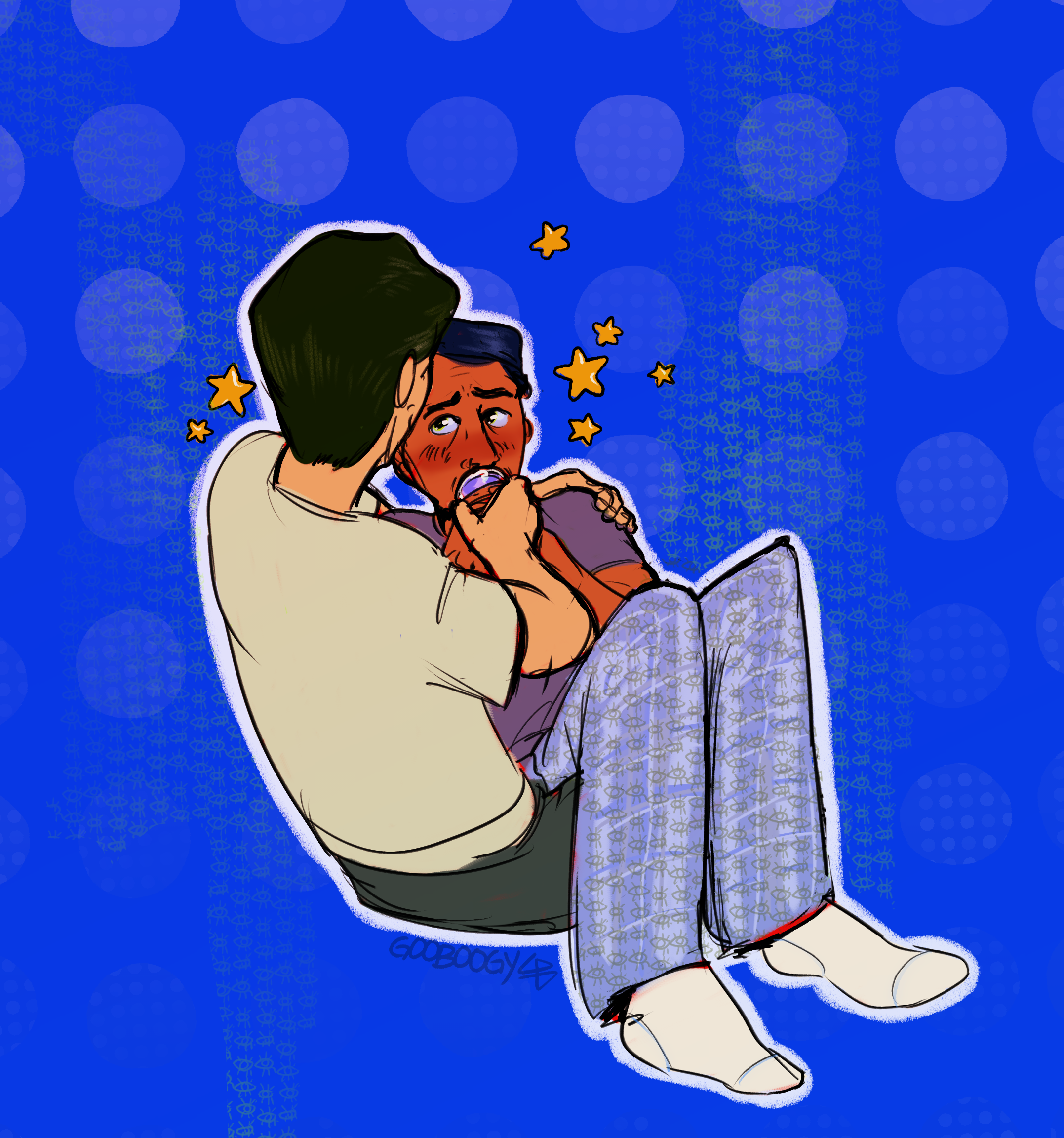 Digital art of Jon being bottlefed by Elias